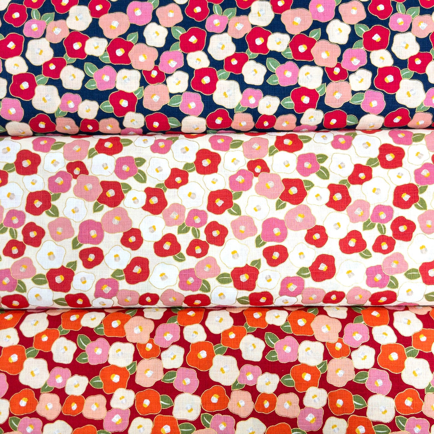 Japan | camellia 山茶花| cotton printed shantung 竹節棉