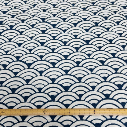 Japan | seigaiha 青海波竹節綿 | cotton printed sheeting 純棉