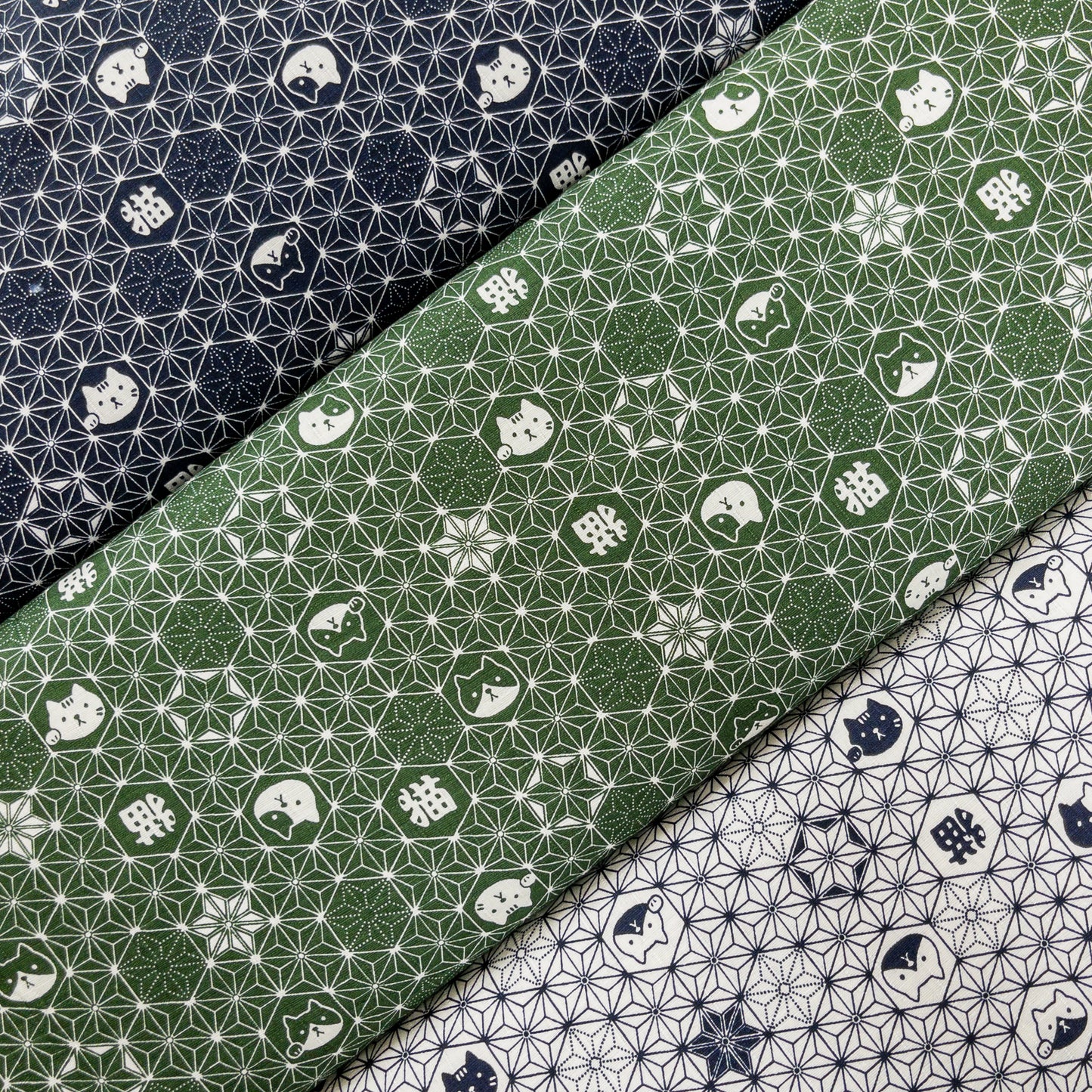 Japan | asanoha cat 麻の葉貓貓 | cotton printed dobby 竹節棉