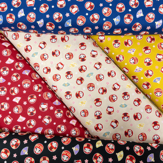 Japan | Japanese daruma cat 燙金和風達摩貓貓 | cotton printed sheeting 純棉