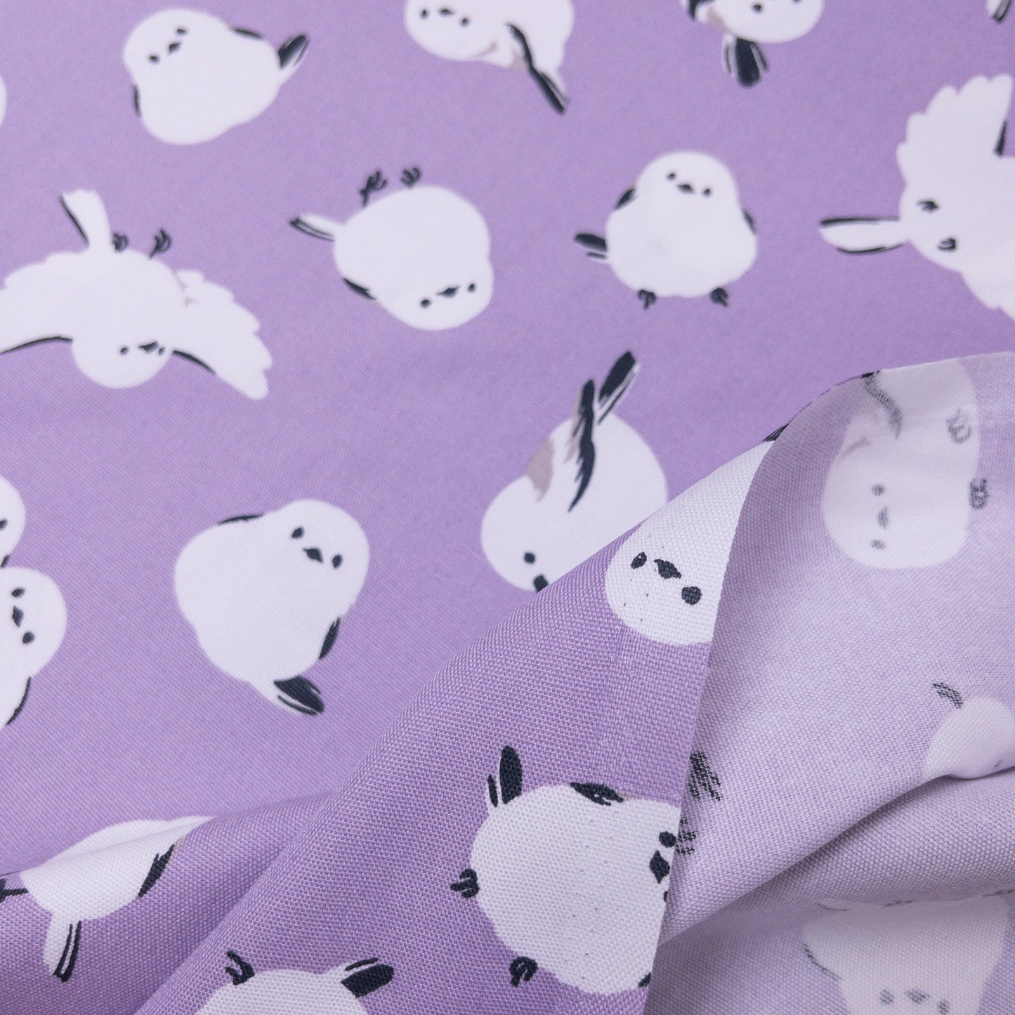 Japan | long-tailed tit dots 北海道小鳥「雪之妖精」| cotton printed oxford 純棉