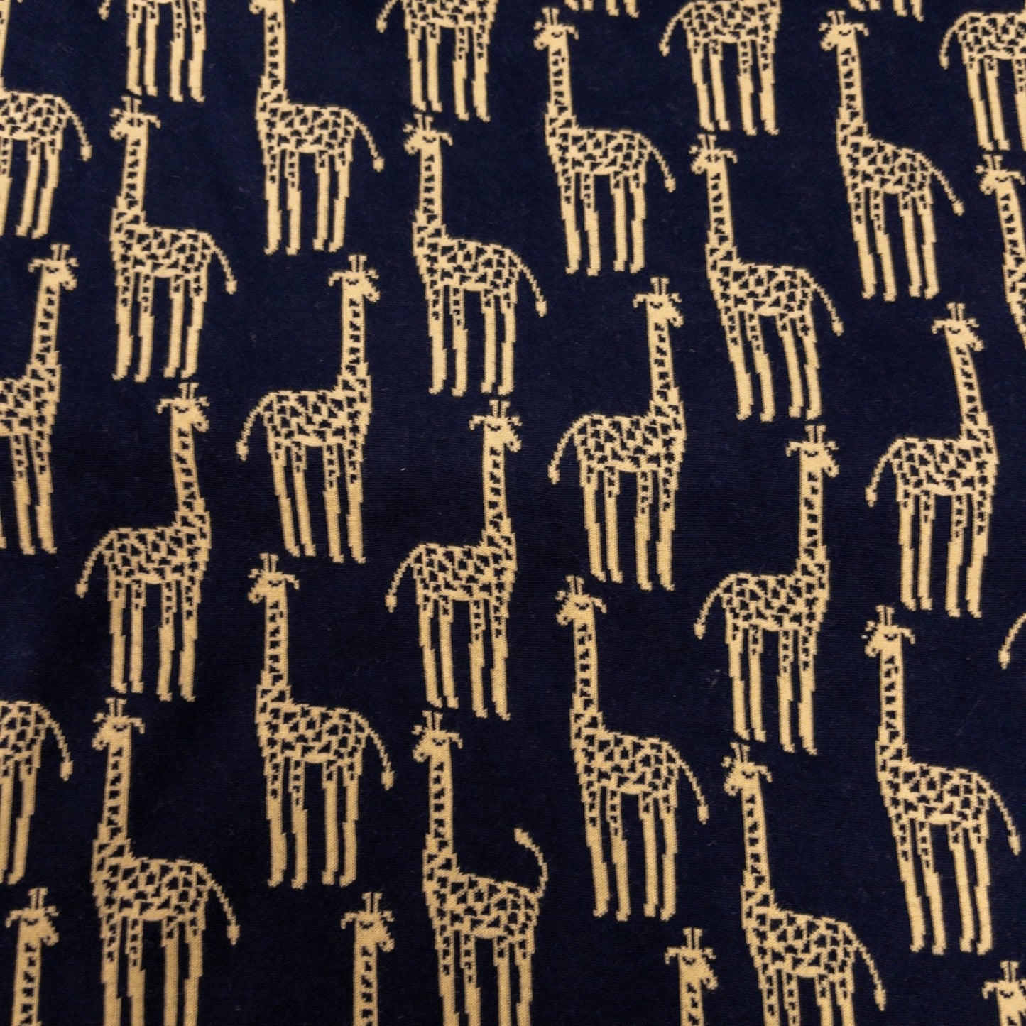 maffon | giraffe navy yellow 長頸鹿 深藍+黃色 | cotton jacquard knit 雙面純棉提花針織 - 160cm
