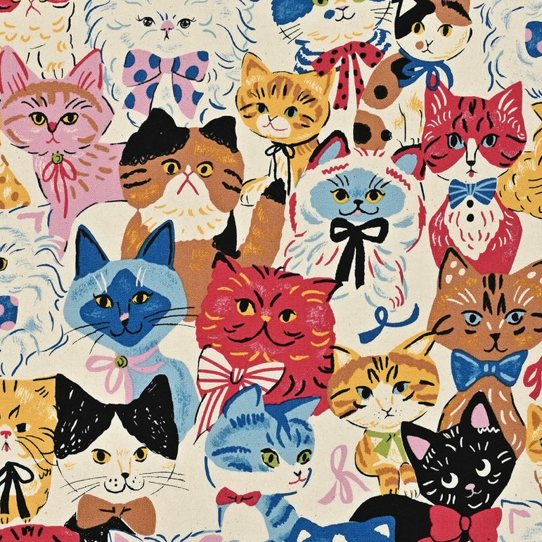 Japan | powerful animal cats 繽紛貓貓 | cotton printed oxford 純棉