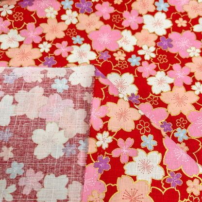 Japan | japanese bronzing pink sakura 和風燙金粉紅櫻花 | cotton printed poplin 竹節純棉