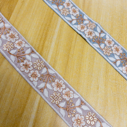 India | flowers 白花 4cm | embroidery webbing 刺繡帶