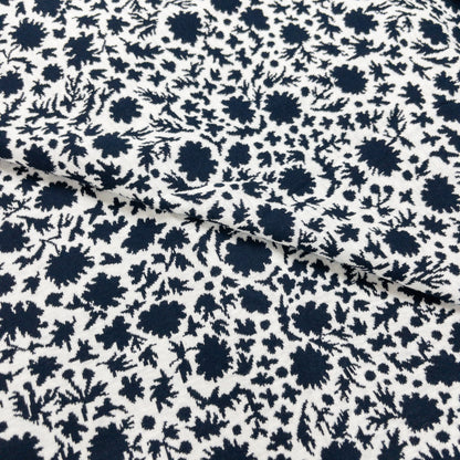 maffon | flowers & leaves navy ivory 花葉圖案 深藍 | cotton jacquard knit 雙面純棉提花針織 - 160cm