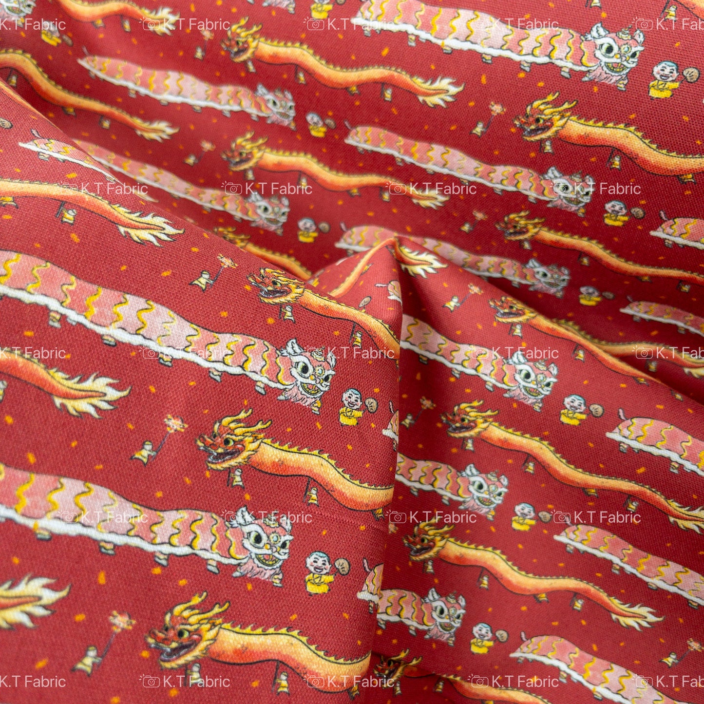 【K‧T FABRIC】舞龍舞獅 dragon and lion dance | cotton printed oxford 純棉
