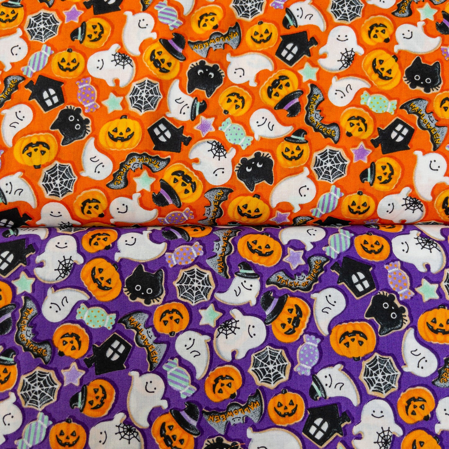 Japan | halloween pattern and cats 萬聖節圖案貓貓 | cotton printed shirting 純棉