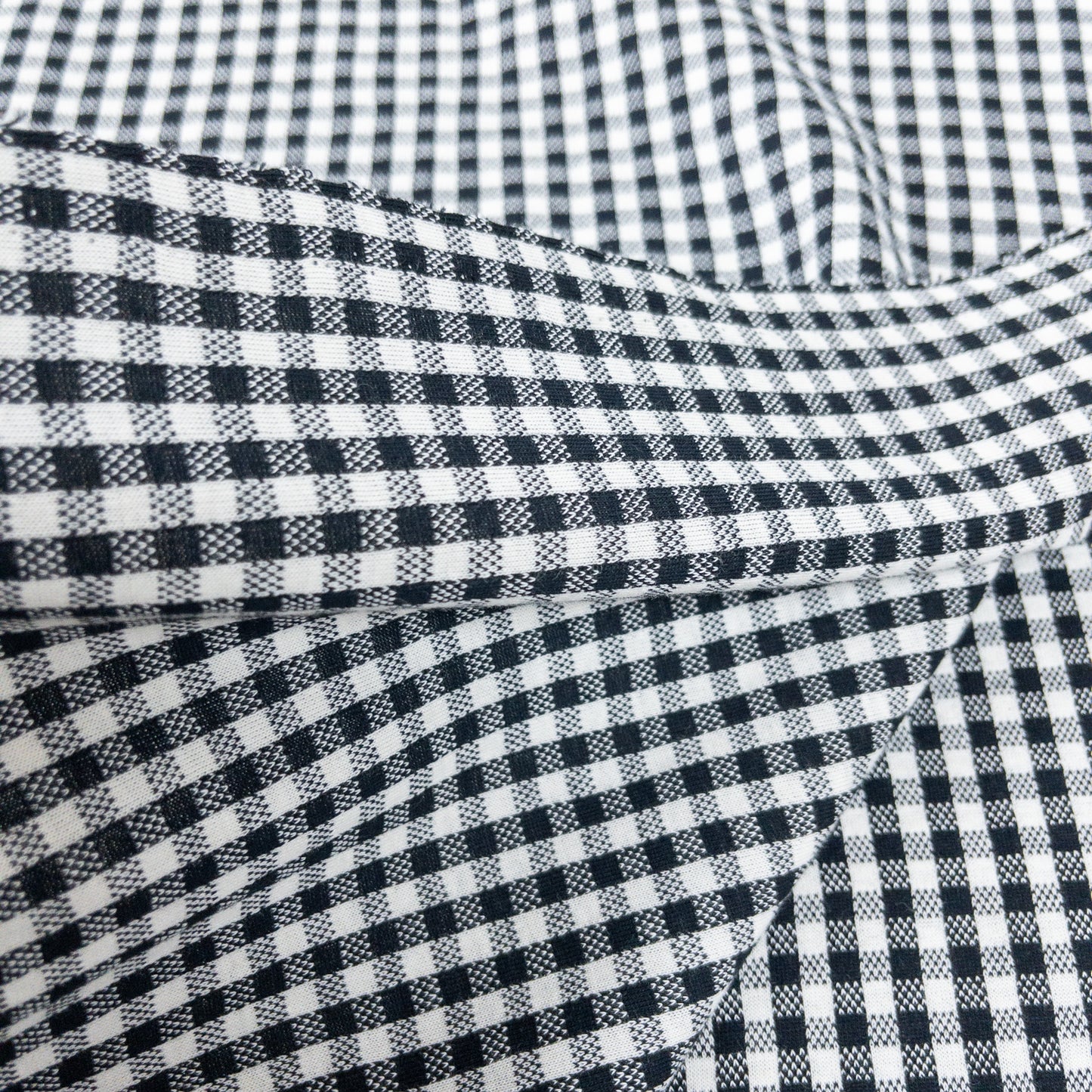 maffon | checkered black ivory格子 黑+米色 | cotton jacquard knit 雙面純棉提花針織 - 160cm