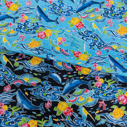 Japan | Okinawa whale 沖繩美麗海鯨魚 | cotton printed broad 純棉