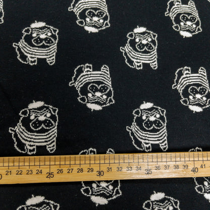 maffon | pug black ivory 八哥 黑+米色 | cotton jacquard knit 雙面純棉提花針織 - 160cm