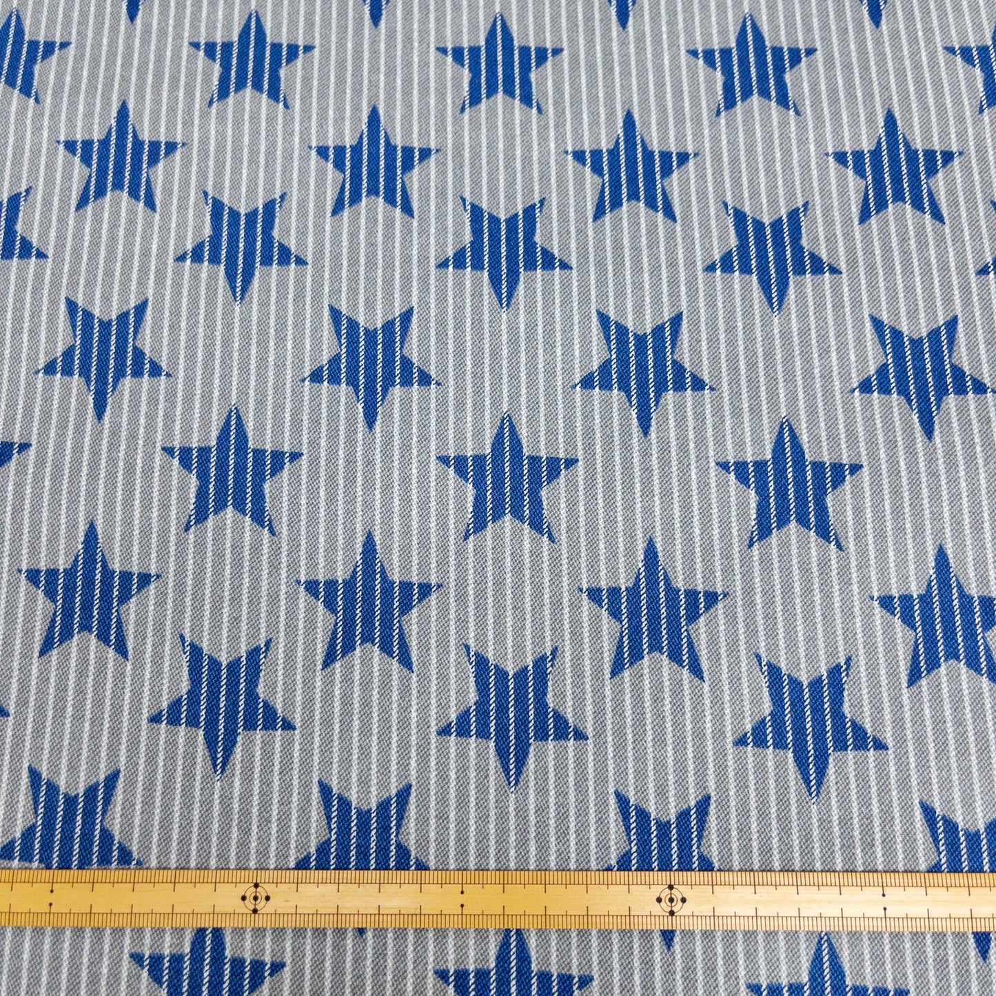 Japan | striped denim color stars 牛仔色間條星星 | cotton printed twill 純棉