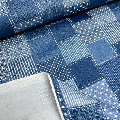 Japan | denim color plaid 牛仔色拼格 | cotton printed twill 純棉