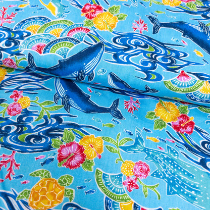 Japan | Okinawa whale 沖繩美麗海鯨魚 | cotton printed broad 純棉
