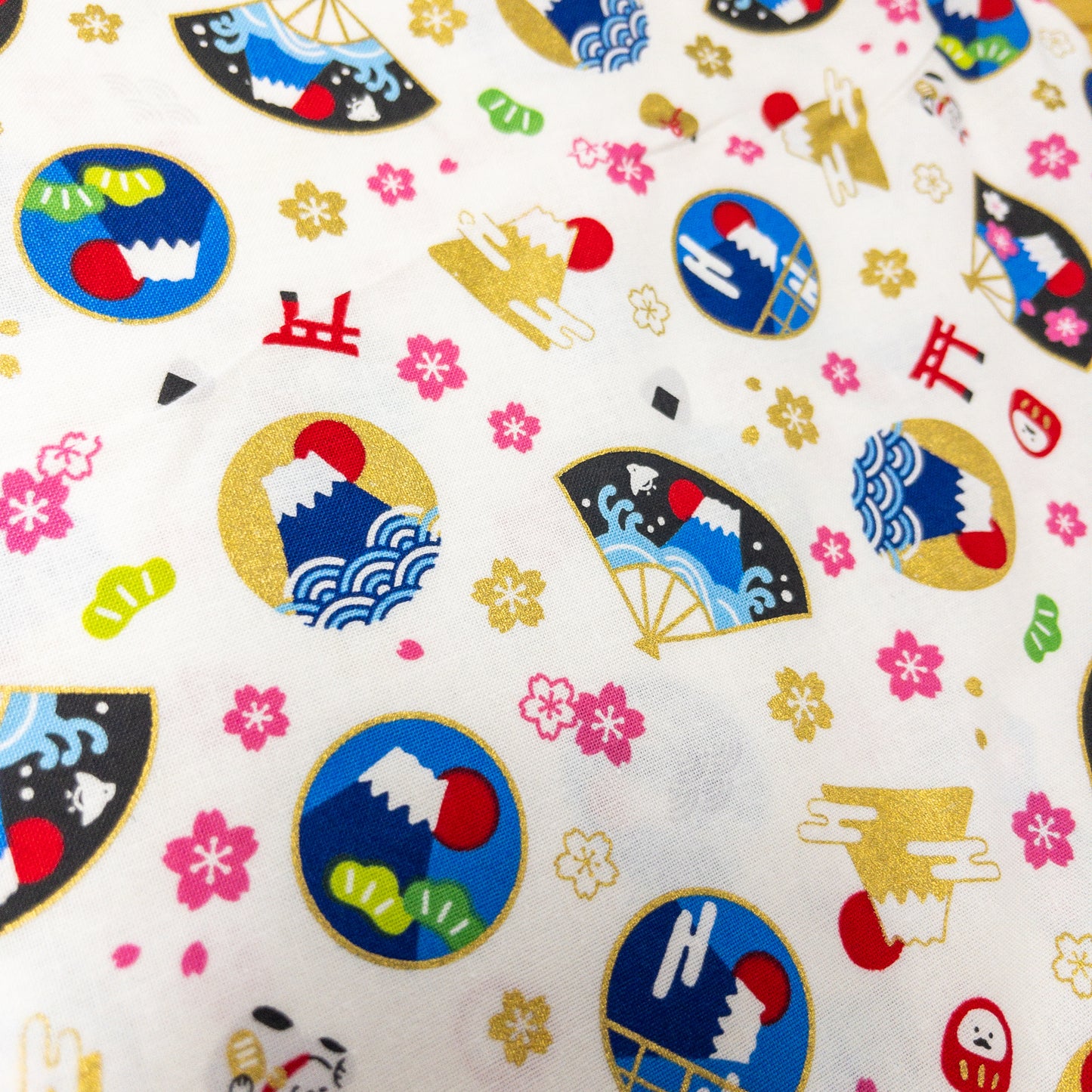 Japan | gold pattern fuji  金扇圖案富士山 | cotton printed sheeting