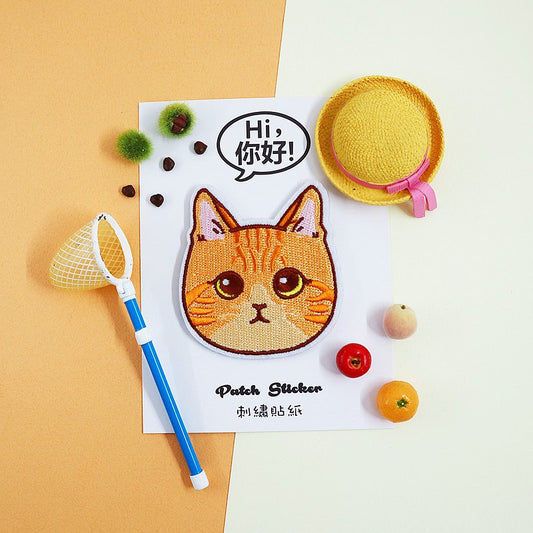 Hi你好 | ginger cat 橘貓 | embroidery patch 刺繡章