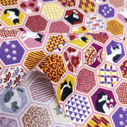 Japan | japanese cats 和風鑽石紋貓貓 | cotton printed sheeting 純棉