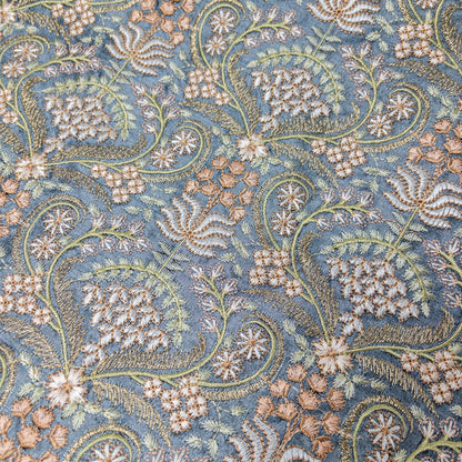 India | flowers embroidered fabric 花朵開屏刺繡布