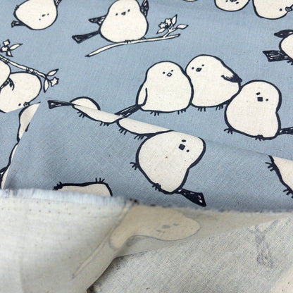 Japan | long-tailed tit 北海道小鳥「雪之妖精」 | cotton linen printed canvas 棉麻