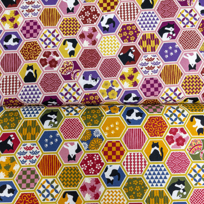 Japan | japanese cats 和風鑽石紋貓貓 | cotton printed sheeting 純棉