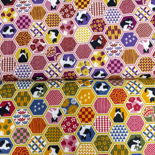 Japan | japanese cats 和風鑽石紋貓貓 | cotton printed sheeting 純棉