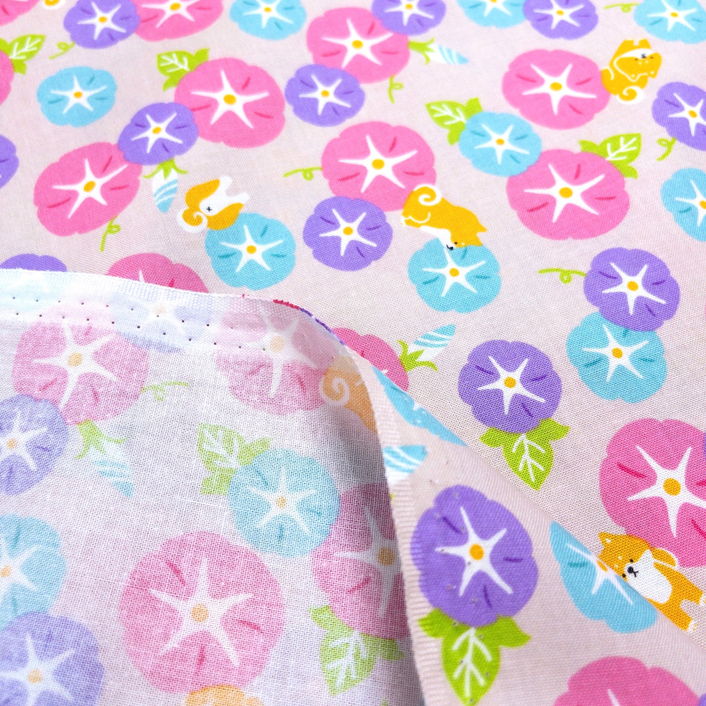 Japan | Shiba & flowers 柴犬花朵 | cotton printed sheeting 純棉