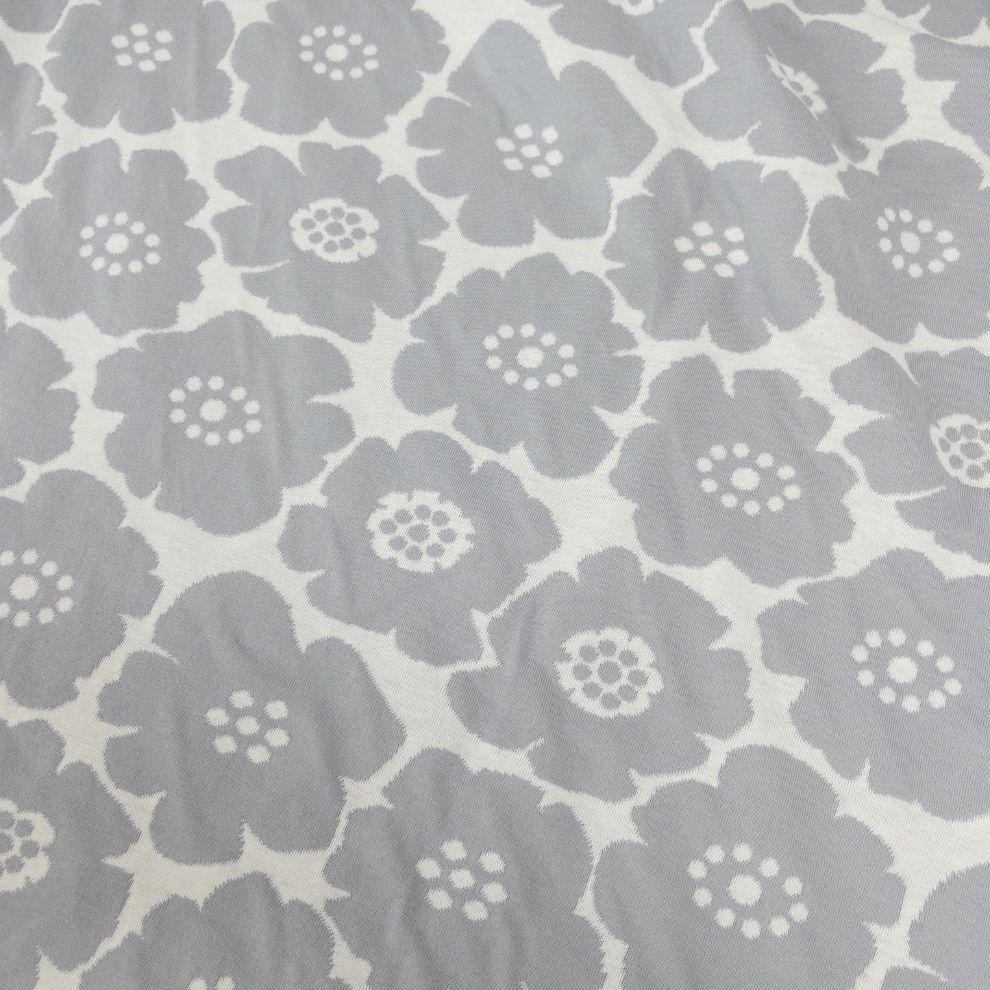 maffon | medium anemone flowers black ivory 北歐簡約中花 黑+米白 | cotton jacquard knit 雙面純棉提花針織 - 160cm