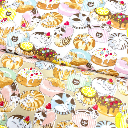 Japan | animal cat donuts 貓貓冬甩 | cotton printed oxford 純棉