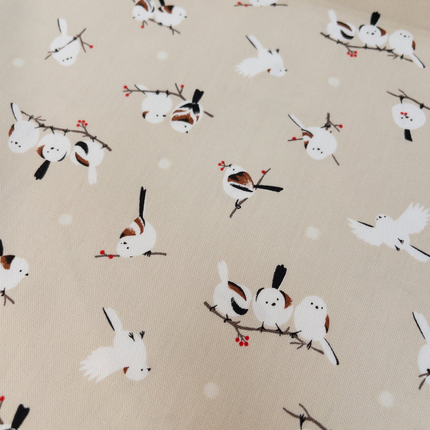 Japan | long-tailed tit 北海道小鳥「雪之妖精」 | cotton printed oxford 純棉