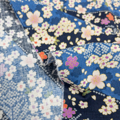 Japan | japanese hot stamping flower pattern 燙金斜紋櫻花 | cotton printed poplin 竹節純棉