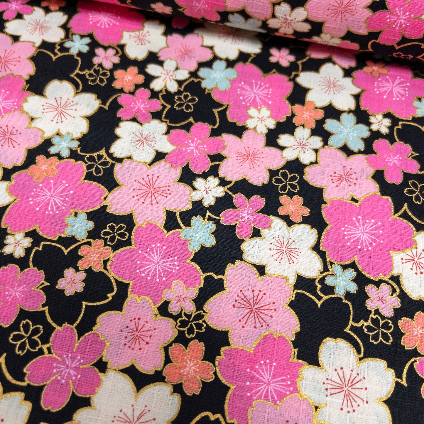 Japan | japanese bronzing pink sakura 和風燙金粉紅櫻花 | cotton printed poplin 竹節純棉