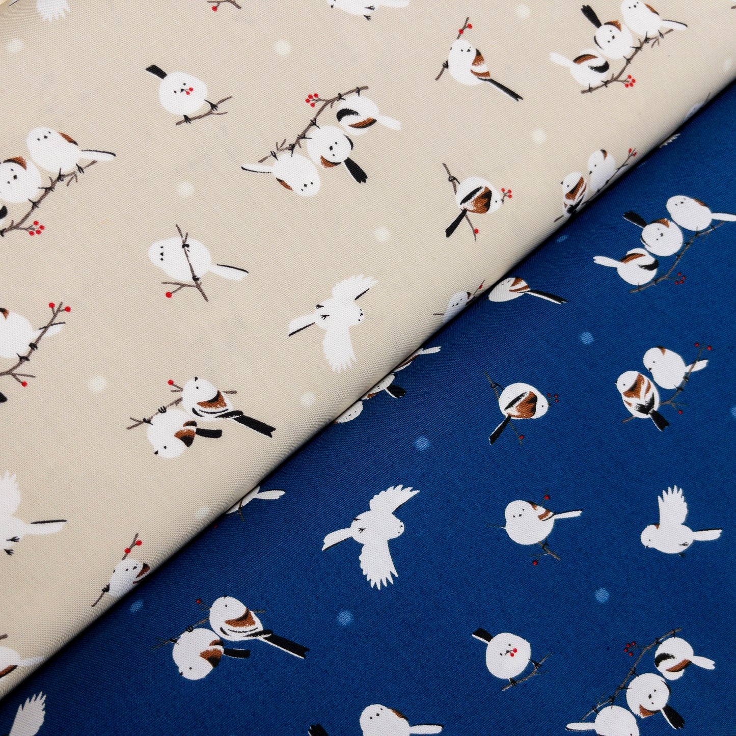 Japan | long-tailed tit 北海道小鳥「雪之妖精」 | cotton printed oxford 純棉