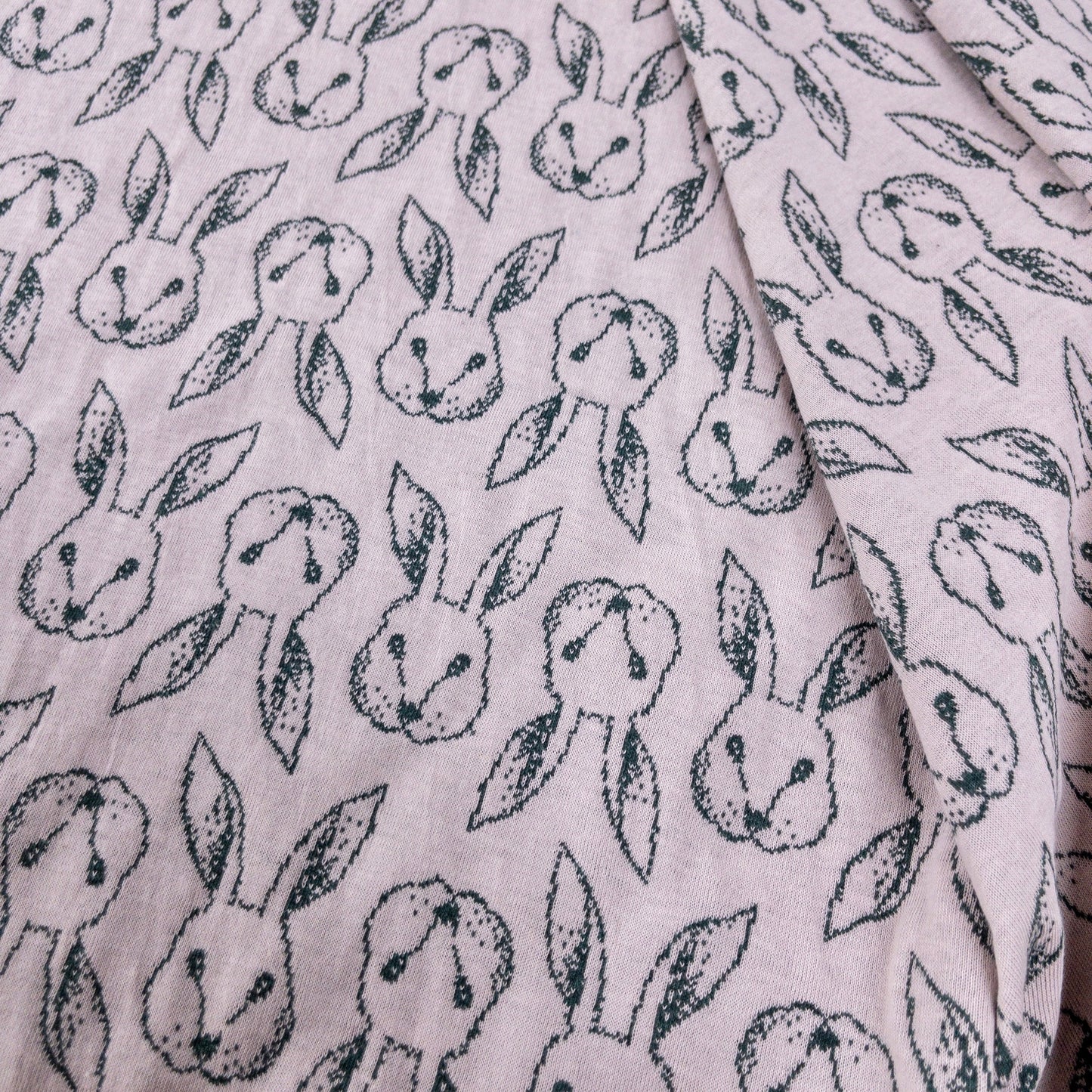 maffon | petit lapin rabbit top green french pink 小兔子 墨綠+粉紅 | cotton jacquard knit 雙面純棉提花針織 160cm