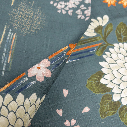 kobayashi | chrysanthemum cherry blossom maple 菊花櫻花和楓葉 | cotton poplin 竹節棉