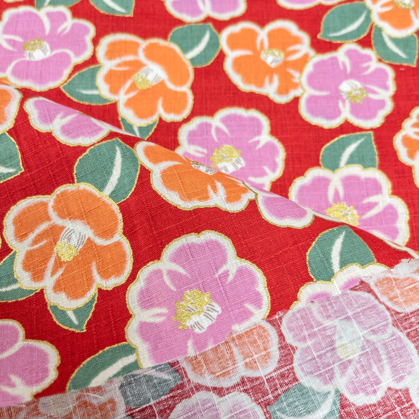 Japan | japanese bronzing flowers 和風燙金漸變色花 | cotton printed poplin 竹節純棉