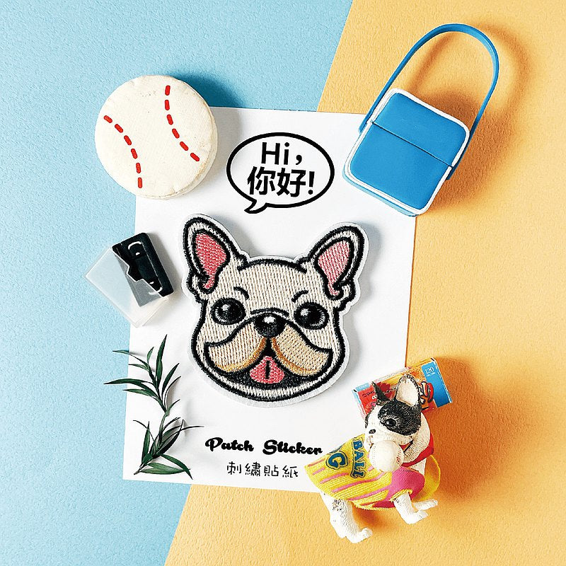 Hi你好 | french bulldog 法鬥犬 法虎狗 | embroidery patch 刺繡章