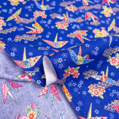 Japan | paper crane 燙金紙鶴和扇 | cotton printed sheeting 純棉