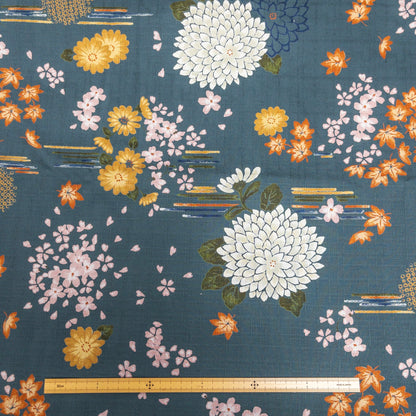 kobayashi | chrysanthemum cherry blossom maple 菊花櫻花和楓葉 | cotton poplin 竹節棉