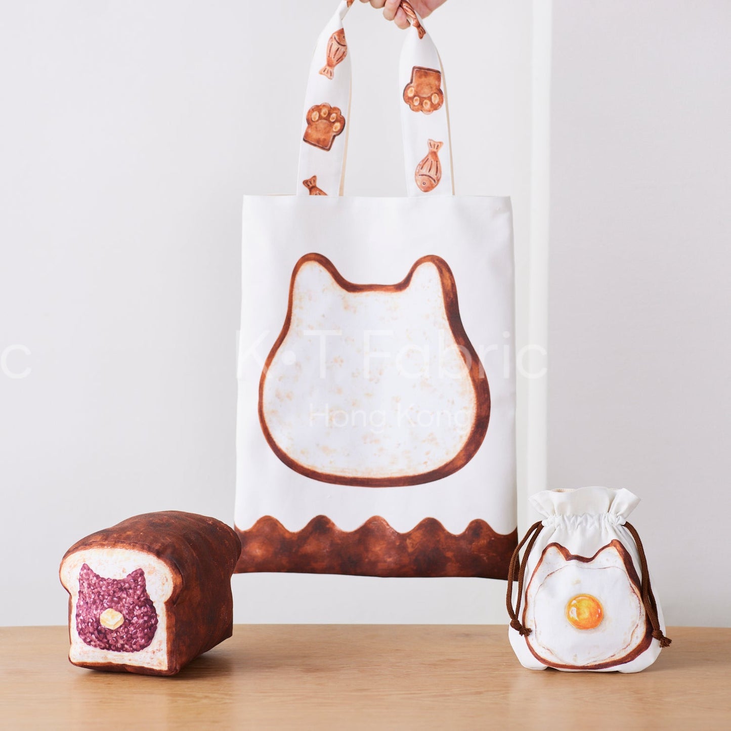 Japan | bread cat toast panel 麵包吐司貓貓定位布 | cotton printed sheeting 純棉