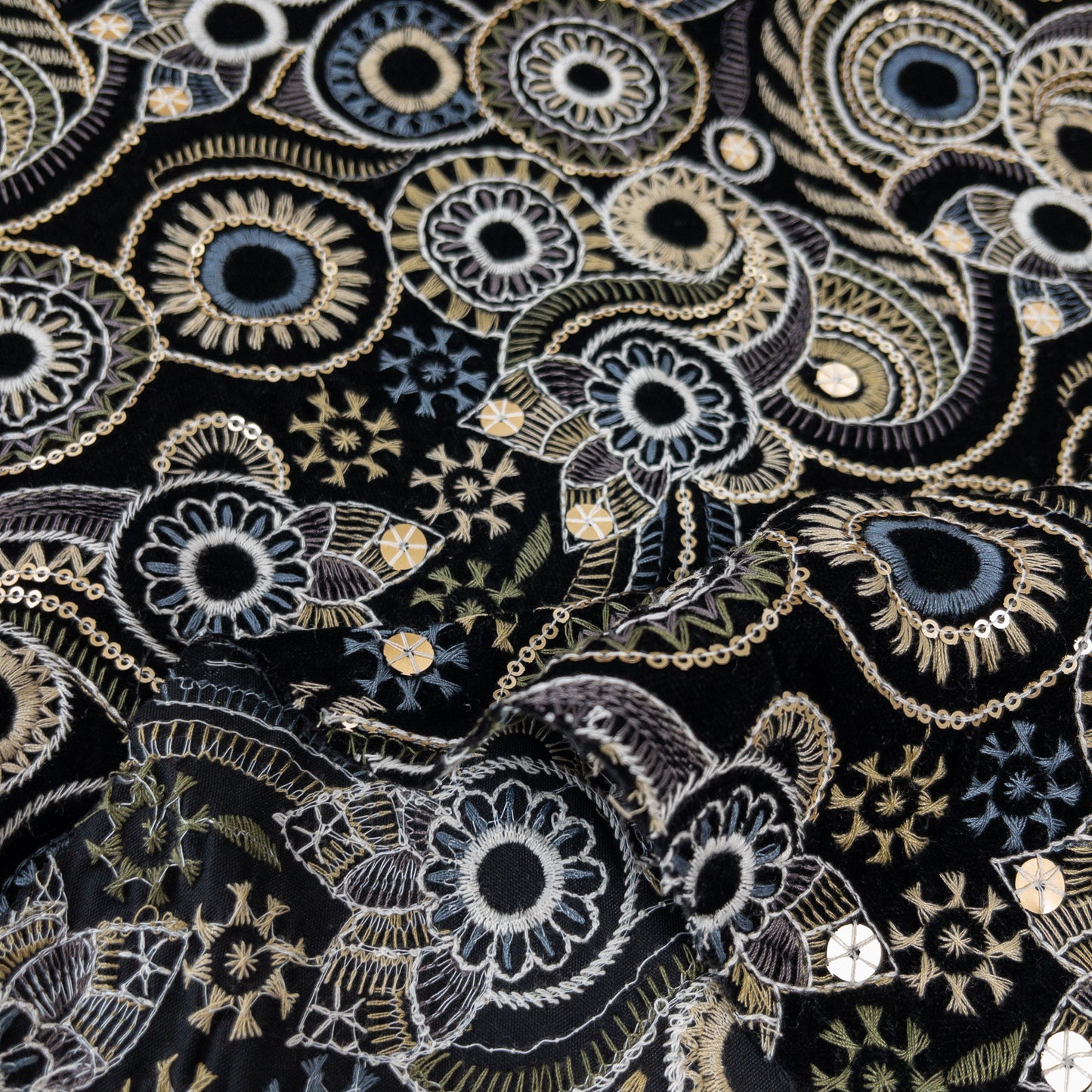 India | wheel embroidered fabric 圓輪花紋刺繡布