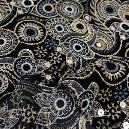 India | wheel embroidered fabric 圓輪花紋刺繡布