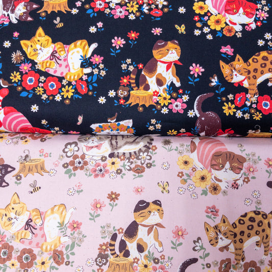 Japan | spring cat 花蝴蝶貓貓 | cotton printed oxford 純棉