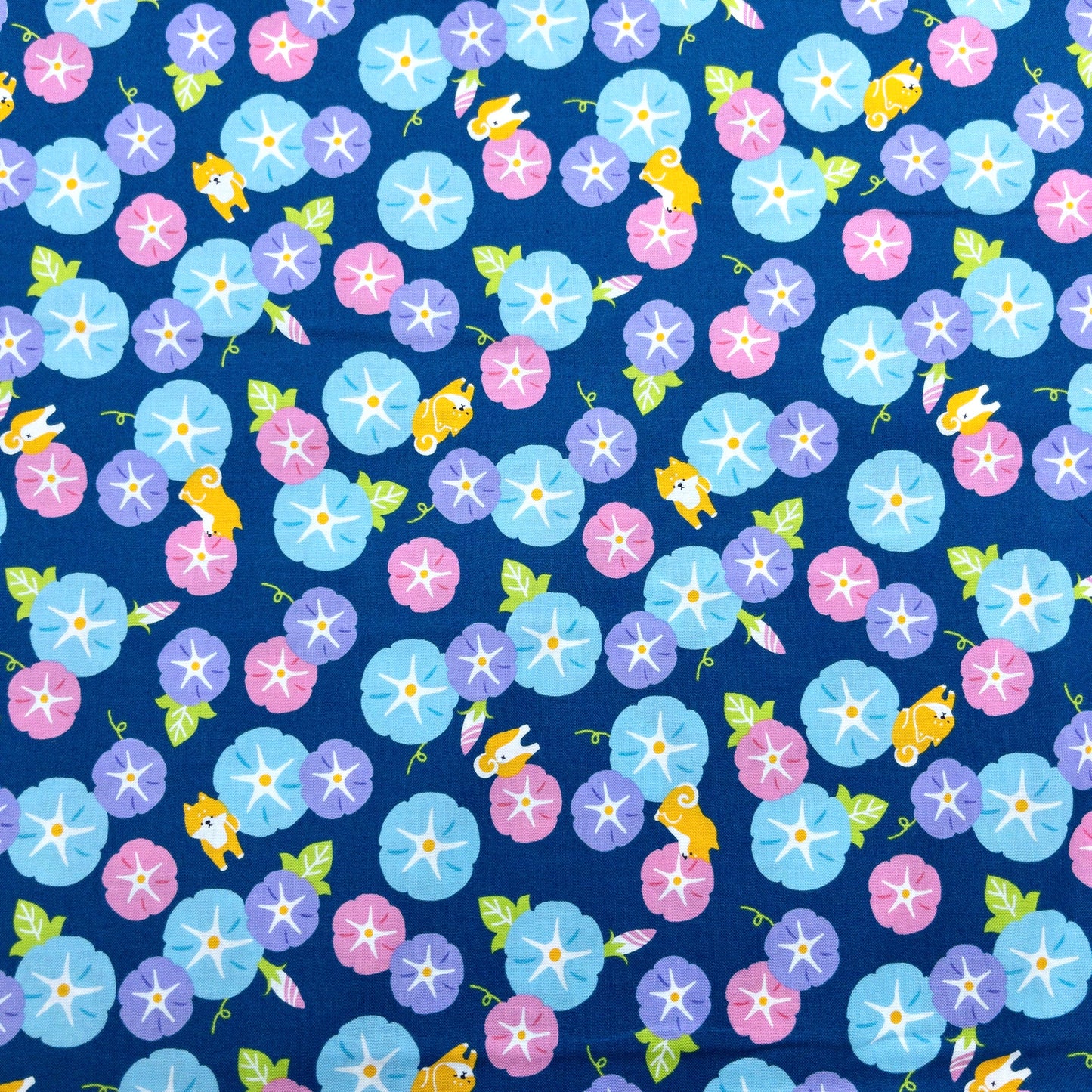 Japan | Shiba & flowers 柴犬花朵 | cotton printed sheeting 純棉