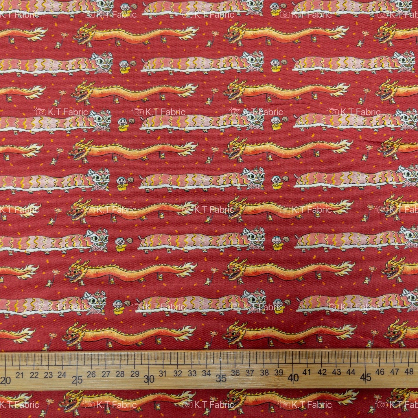 【K‧T FABRIC】舞龍舞獅 dragon and lion dance | cotton printed oxford 純棉