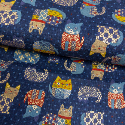 Japan | japanese cat 和風不倒翁貓貓 | cotton printed poplin 竹節棉