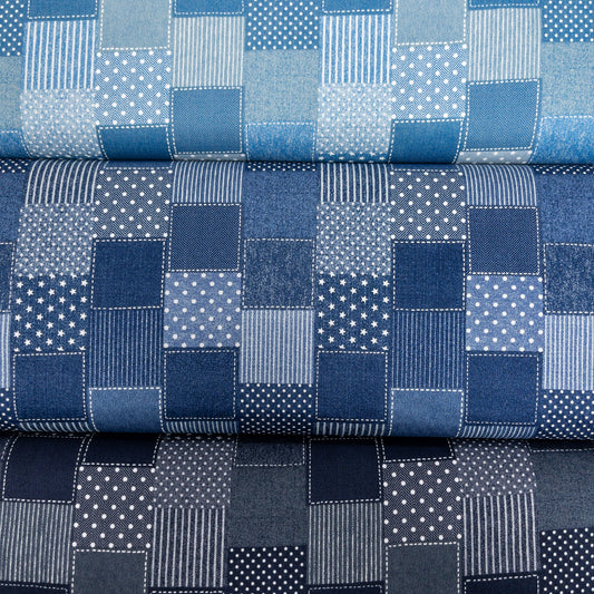 Japan | denim color plaid 牛仔色拼格 | cotton printed twill 純棉