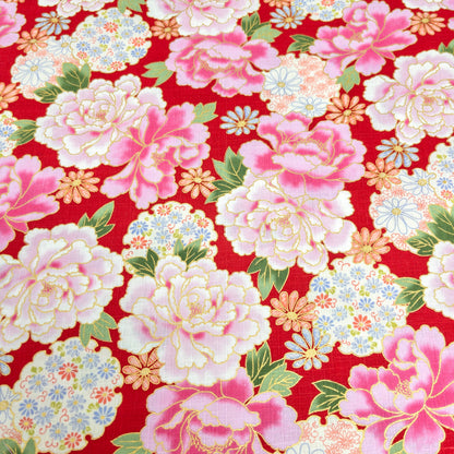 Japan | japanese bronzing flowers 和風燙金大粉花 | cotton printed poplin 竹節純棉