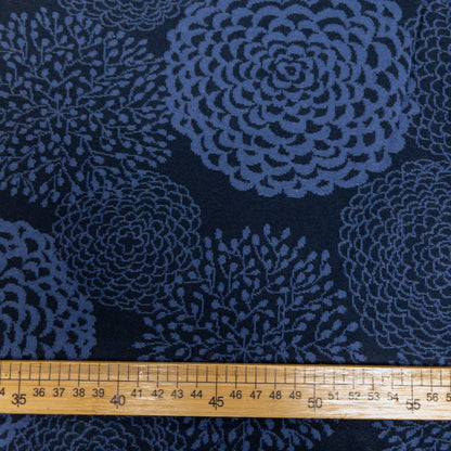 maffon | dahlia navy 大麗花 深藍 | cotton jacquard knit 雙面純棉提花針織 - 160cm