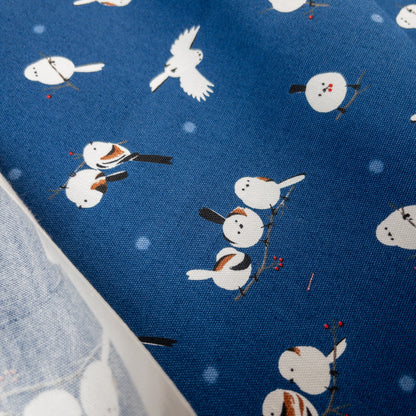 Japan | long-tailed tit 北海道小鳥「雪之妖精」 | cotton printed oxford 純棉