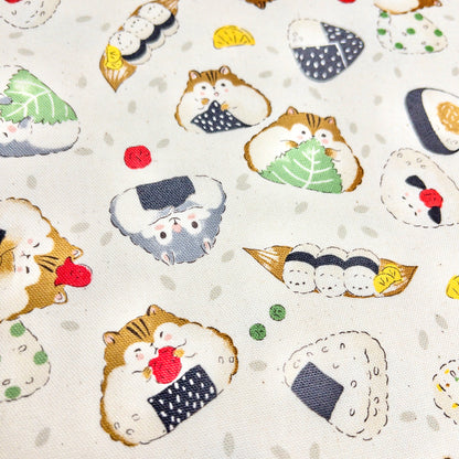 Japan | animal hamster onigiri rice ball 動物倉鼠飯糰 | cotton printed oxford 純棉